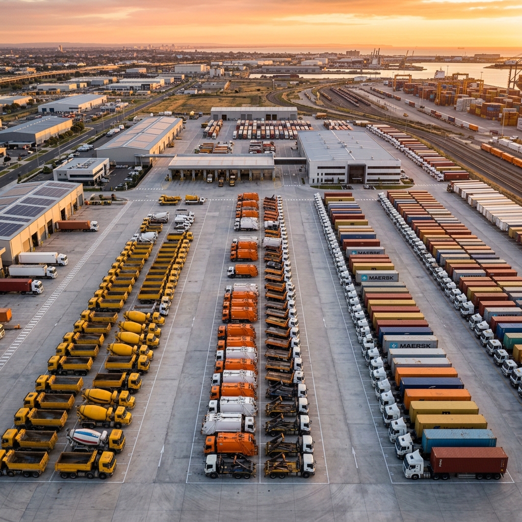 LKW-Flotte im Betriebshof